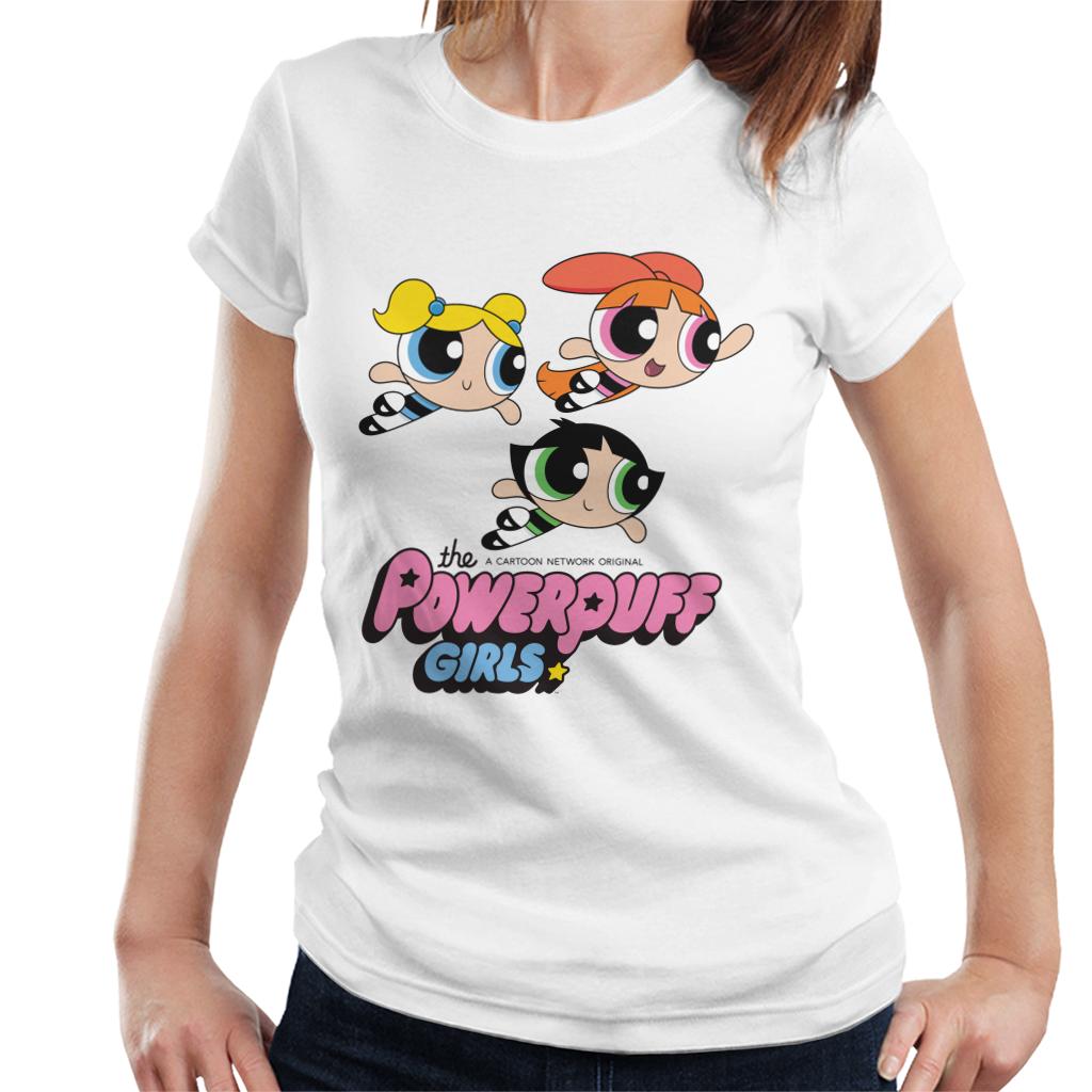 Powerpuff Girls Trio Smiling Flying Women's T-Shirt-ALL + EVERY