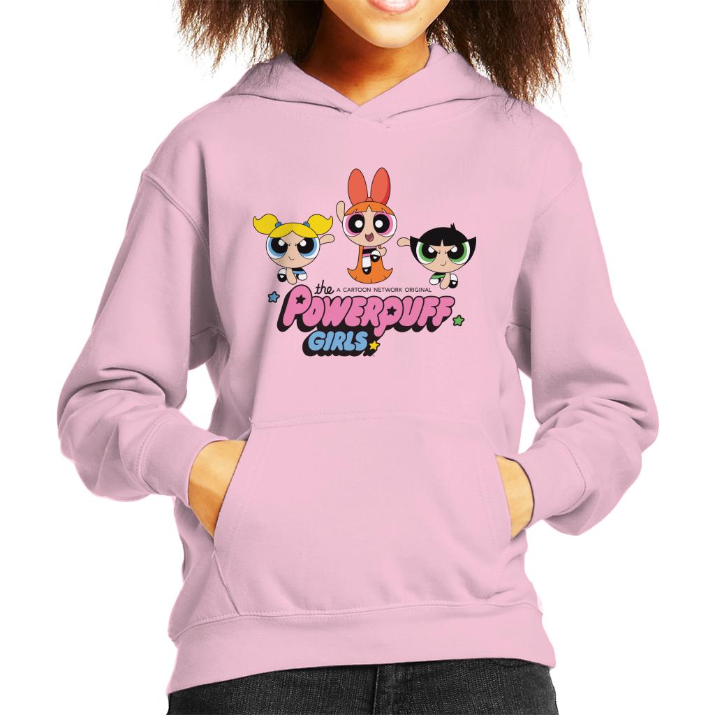 Powerpuff Girls Trio Blossom Jump Kid's Hooded Sweatshirt-ALL + EVERY