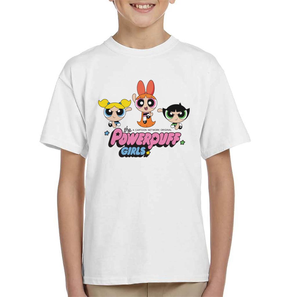 Powerpuff Girls Trio Blossom Jump Kid's T-Shirt-ALL + EVERY