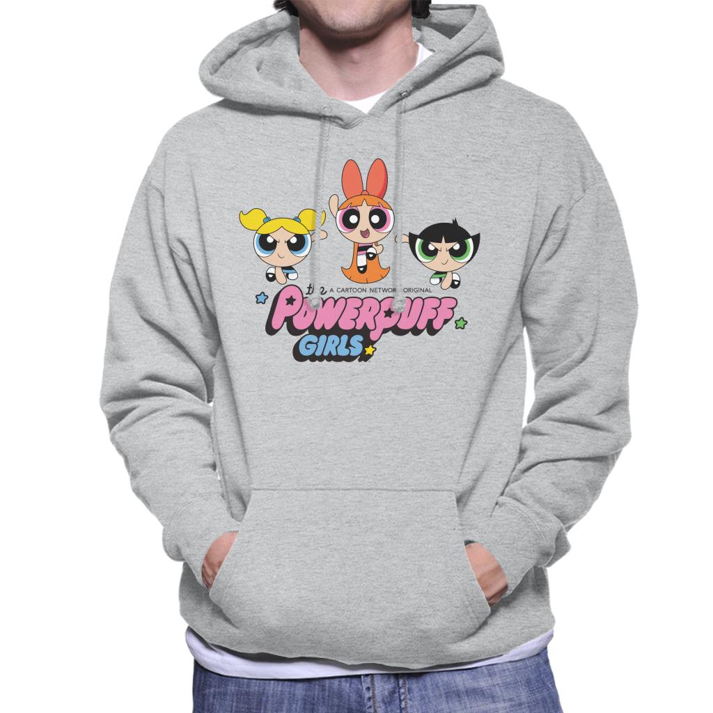 Powerpuff Girls Trio Blossom Jump Men's Hooded Sweatshirt-ALL + EVERY