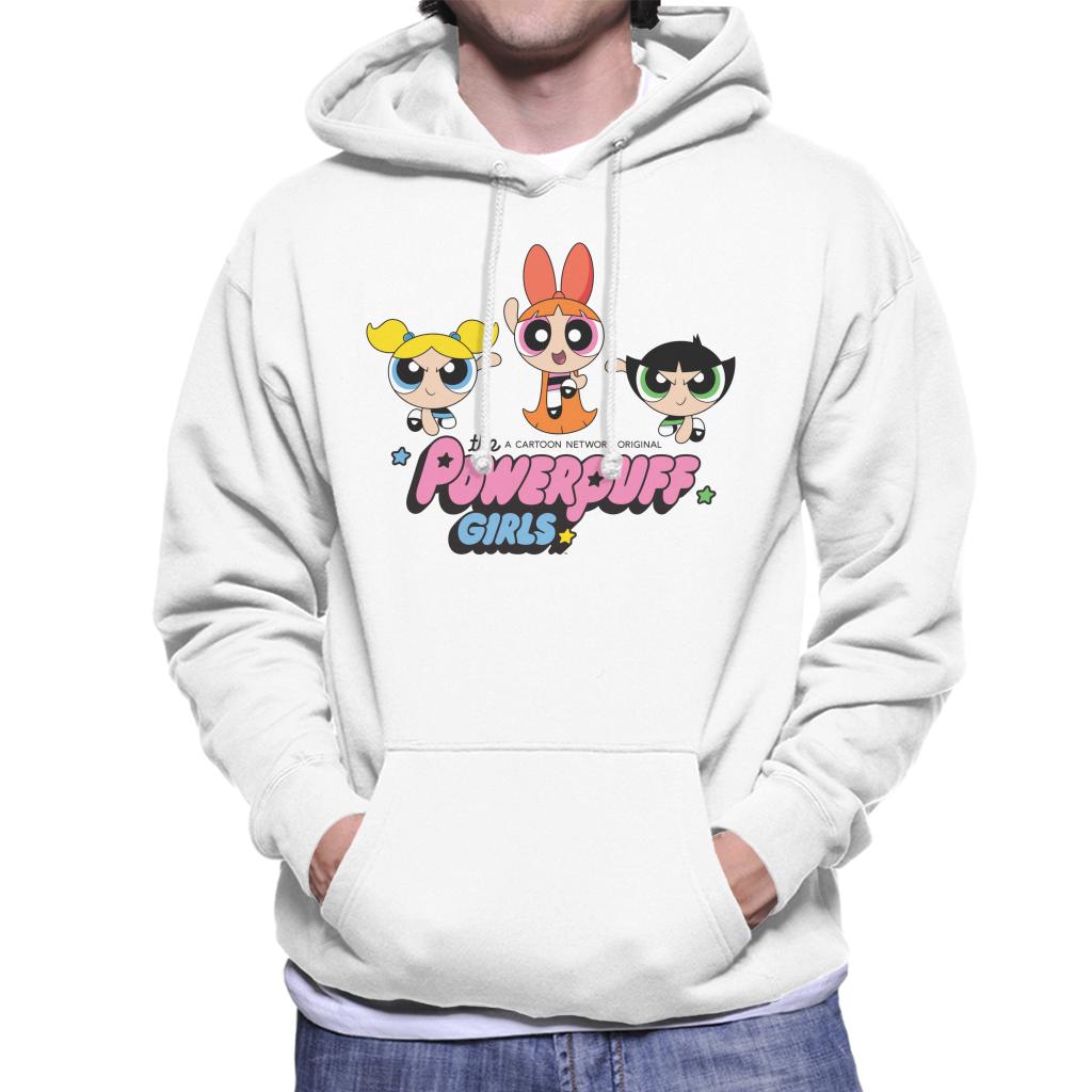 Powerpuff Girls Trio Blossom Jump Men's Hooded Sweatshirt-ALL + EVERY