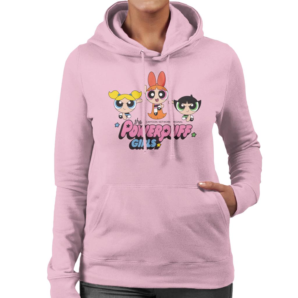 Powerpuff Girls Trio Blossom Jump Women's Hooded Sweatshirt-ALL + EVERY