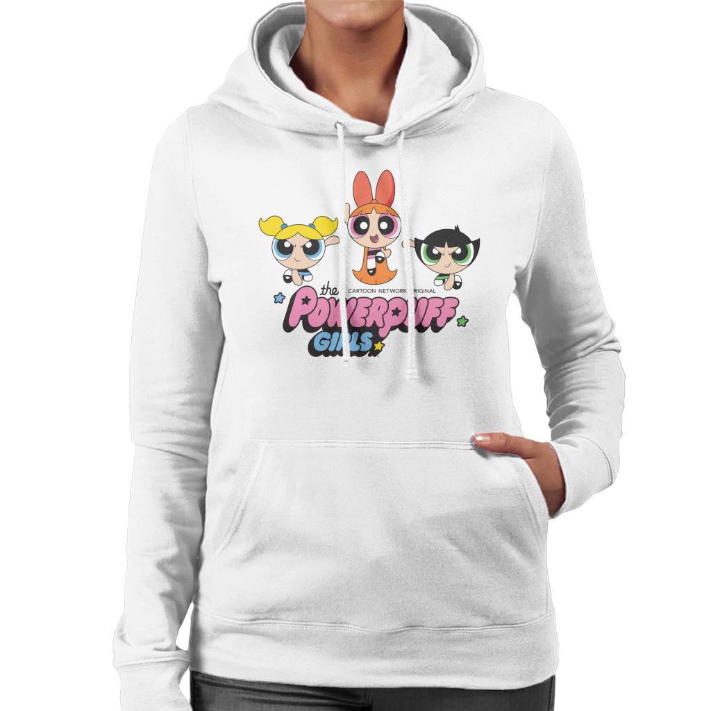 Powerpuff Girls Trio Blossom Jump Women's Hooded Sweatshirt-ALL + EVERY