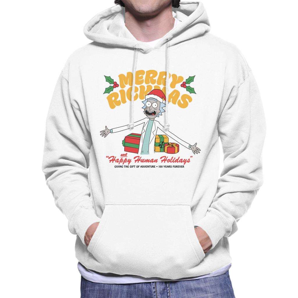 Rick and Morty Merry Rickmas And Happy Human Holidays Christmas Men's Hooded Sweatshirt-ALL + EVERY