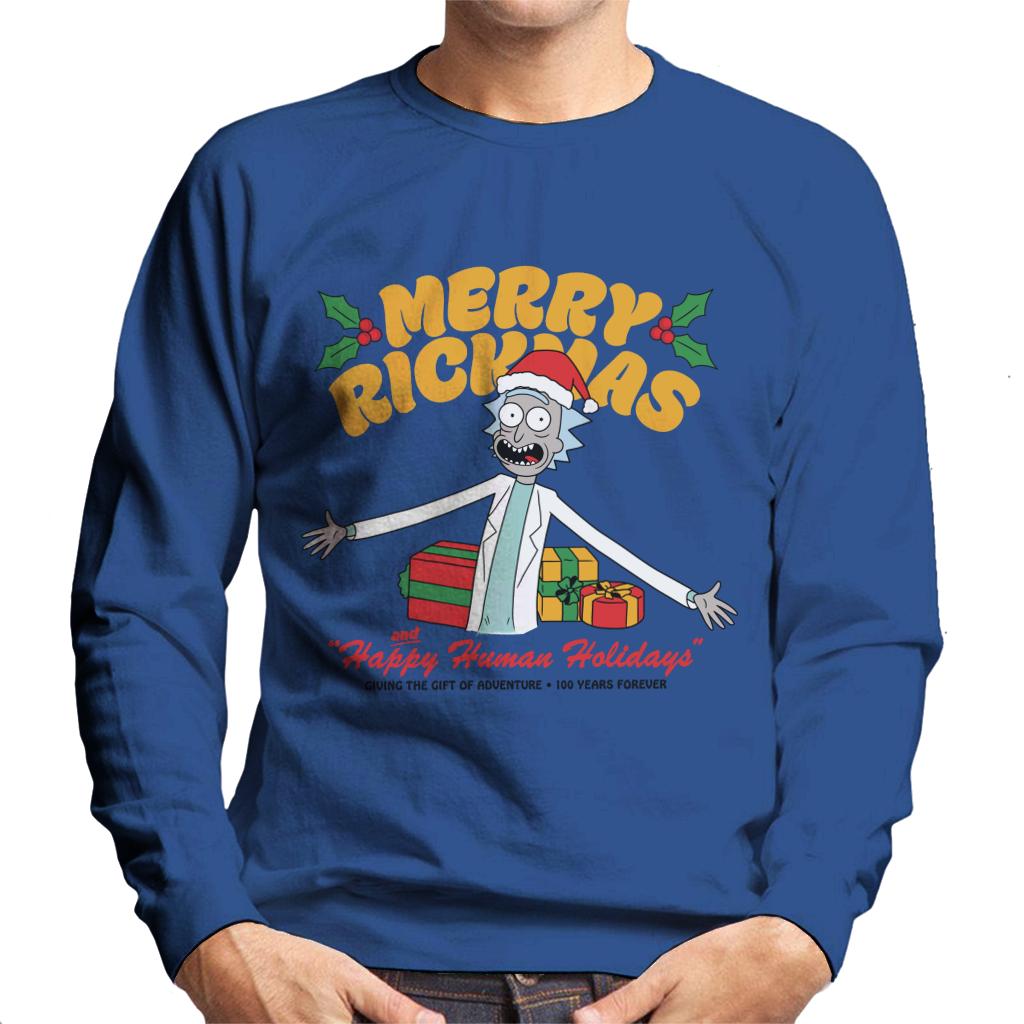 Rick and Morty Merry Rickmas And Happy Human Holidays Christmas Men's Sweatshirt-ALL + EVERY