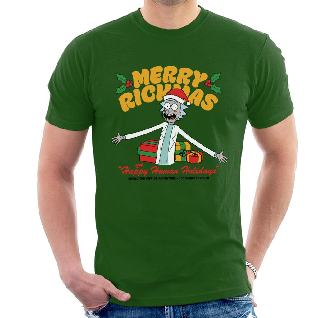 Rick and Morty Merry Rickmas And Happy Human Holidays Christmas Men's T-Shirt-ALL + EVERY