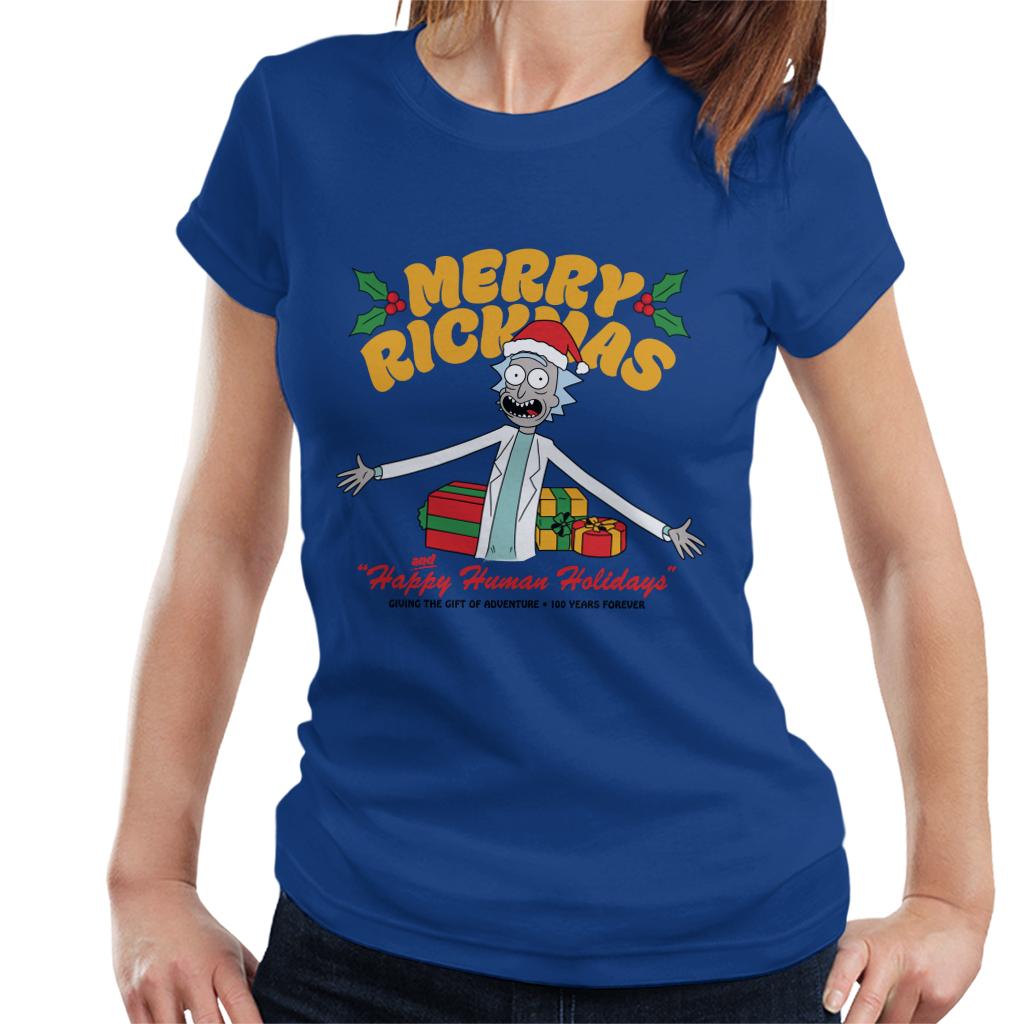 Rick and Morty Merry Rickmas And Happy Human Holidays Christmas Women's T-Shirt-ALL + EVERY