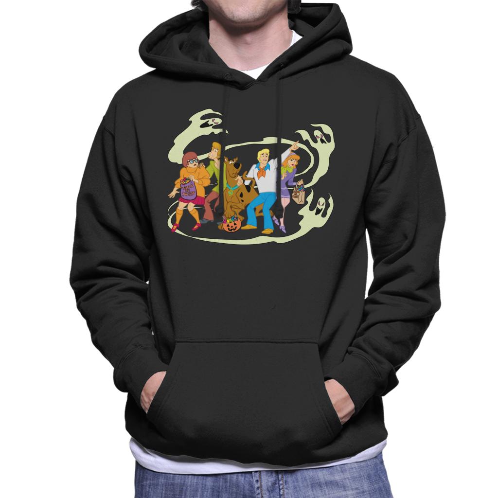 Scooby Doo Halloween Gang Surrounded By Ghosts Men's Hooded Sweatshirt-ALL + EVERY