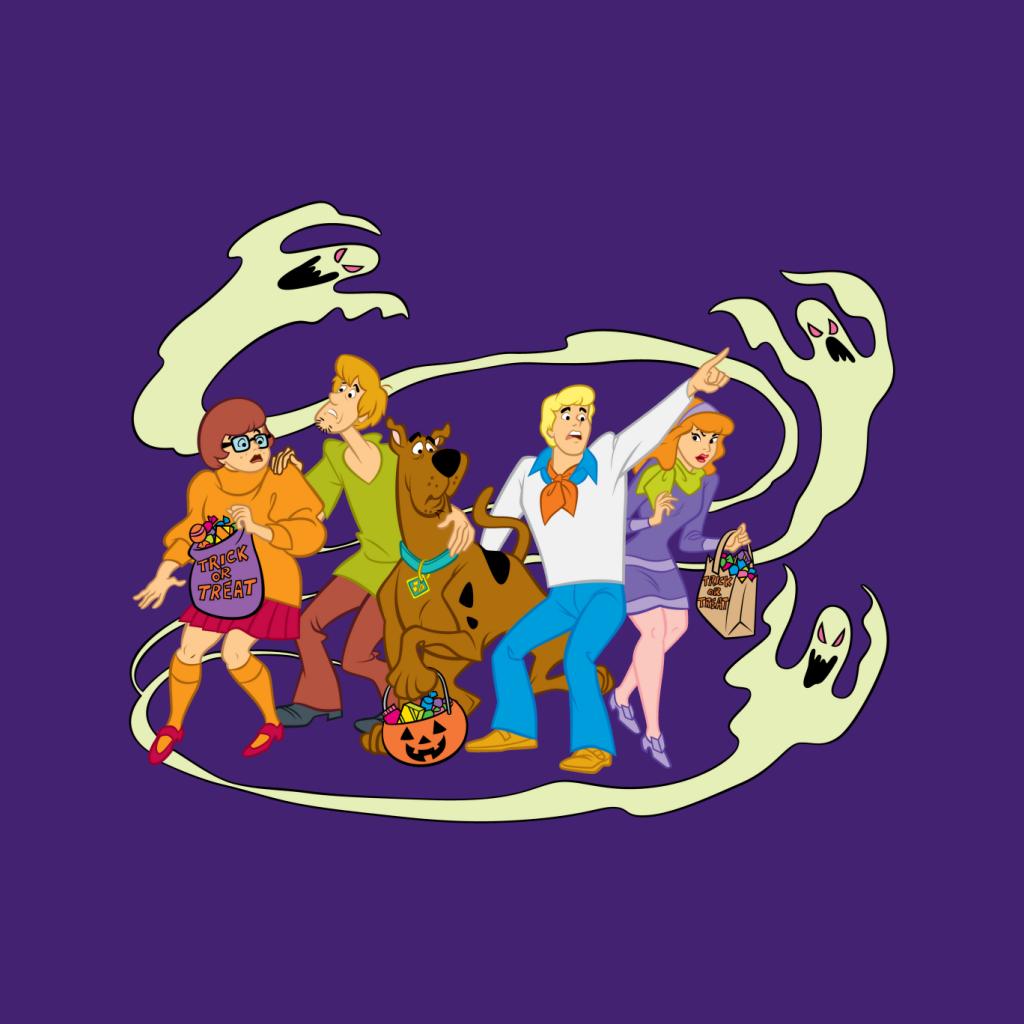 Scooby Doo Halloween Gang Surrounded By Ghosts Women's Sweatshirt-ALL + EVERY