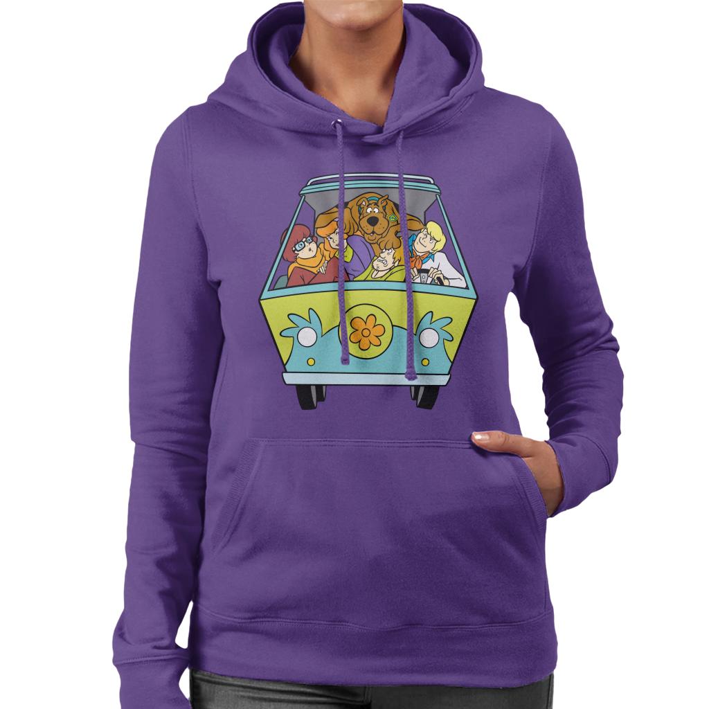 Scooby Doo Characters In The Mystery Machine Women's Hooded Sweatshirt-ALL + EVERY