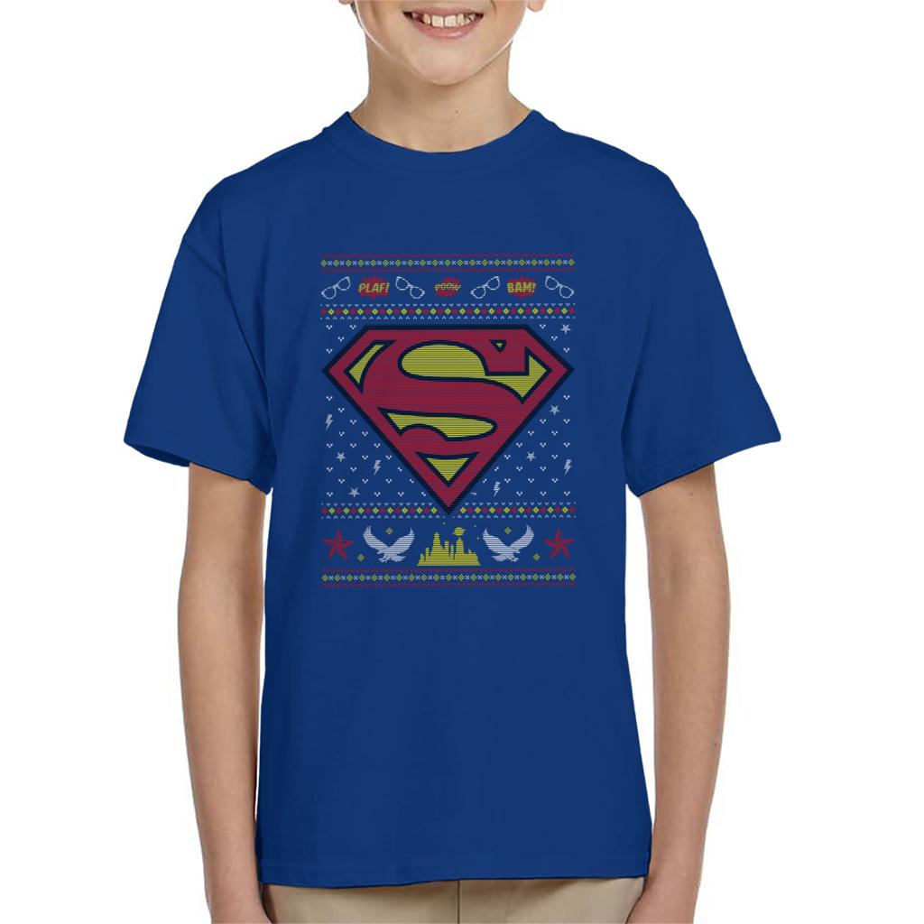 Superman Christmas Pattern Kid's T-Shirt-ALL + EVERY