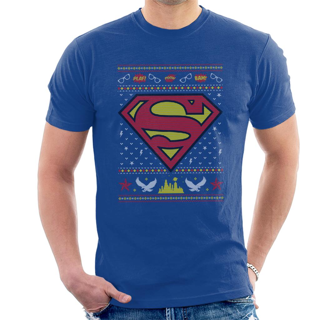 Superman Christmas Pattern Men's T-Shirt-ALL + EVERY