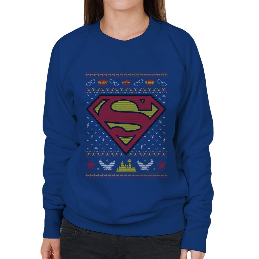 Superman Christmas Pattern Women's Sweatshirt-ALL + EVERY