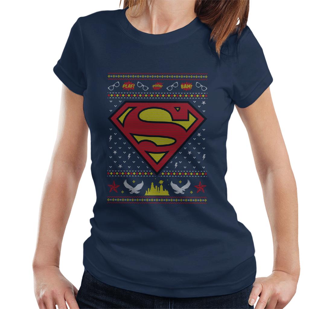 Superman Christmas Pattern Women's T-Shirt-ALL + EVERY