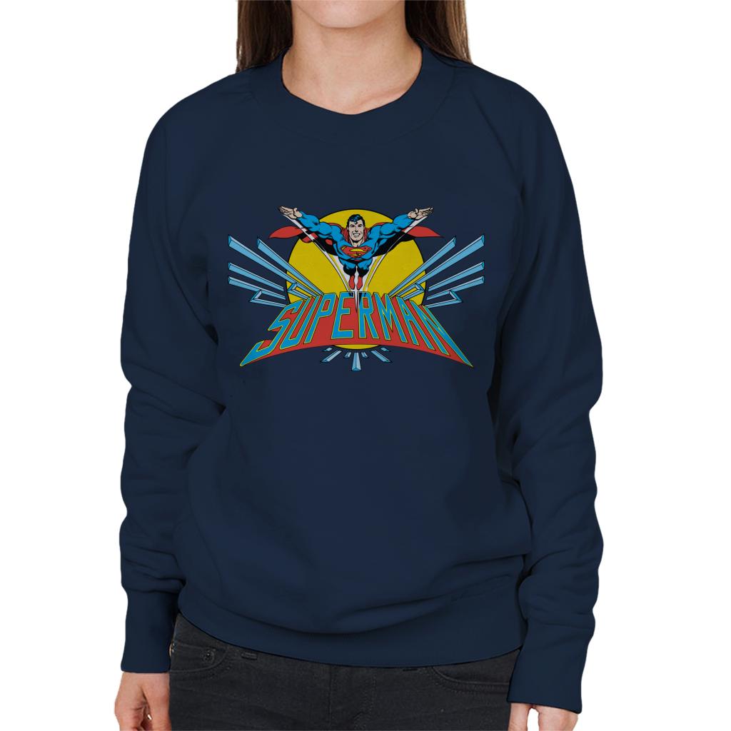 Superman Flying Past The Sun Women's Sweatshirt-ALL + EVERY