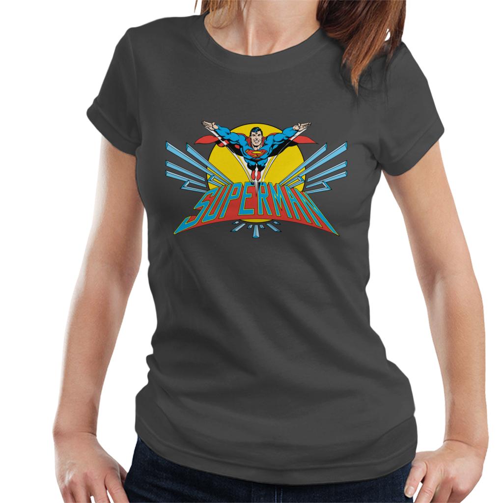 Superman Flying Past The Sun Women's T-Shirt-ALL + EVERY