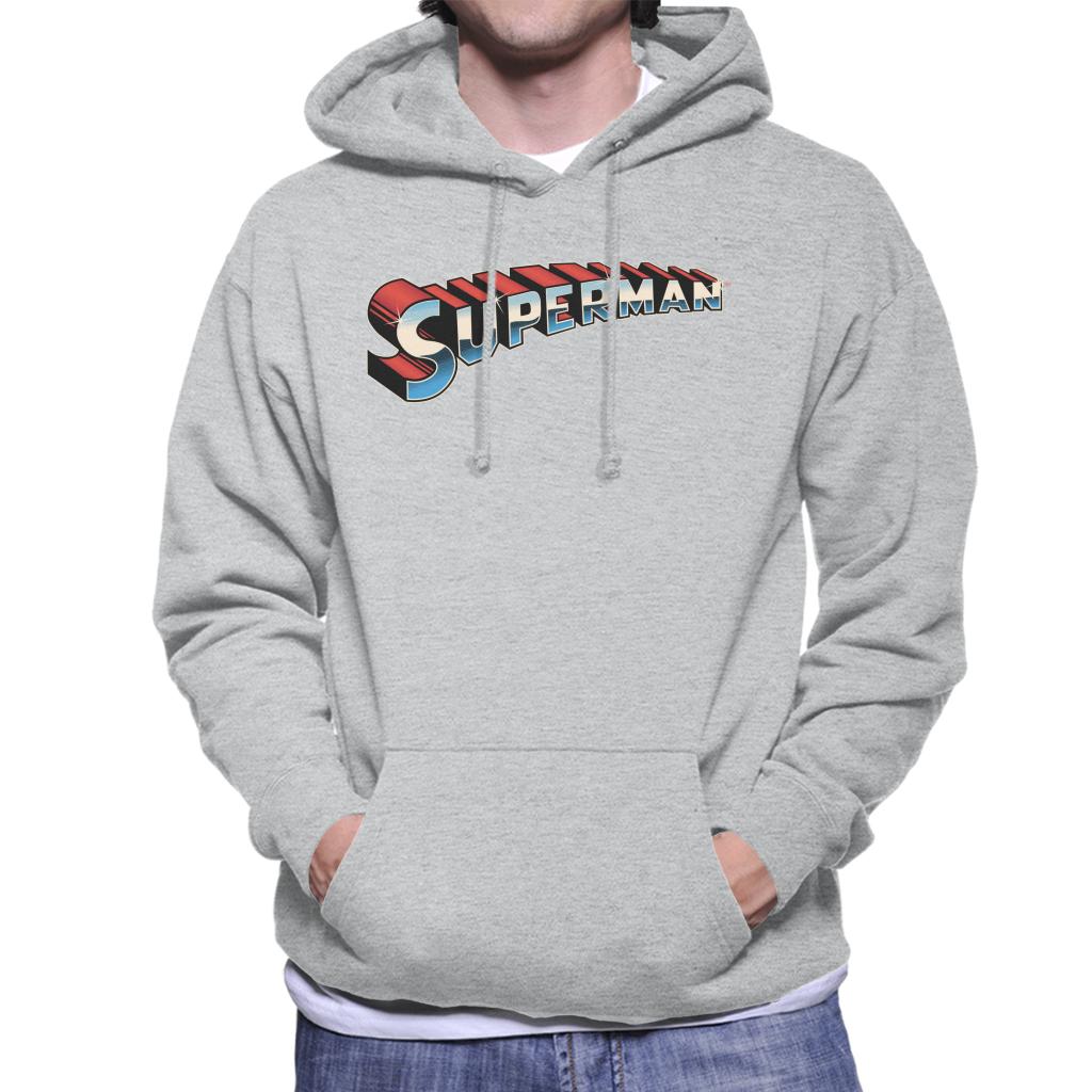 Superman 3D Text Logo Men's Hooded Sweatshirt-ALL + EVERY