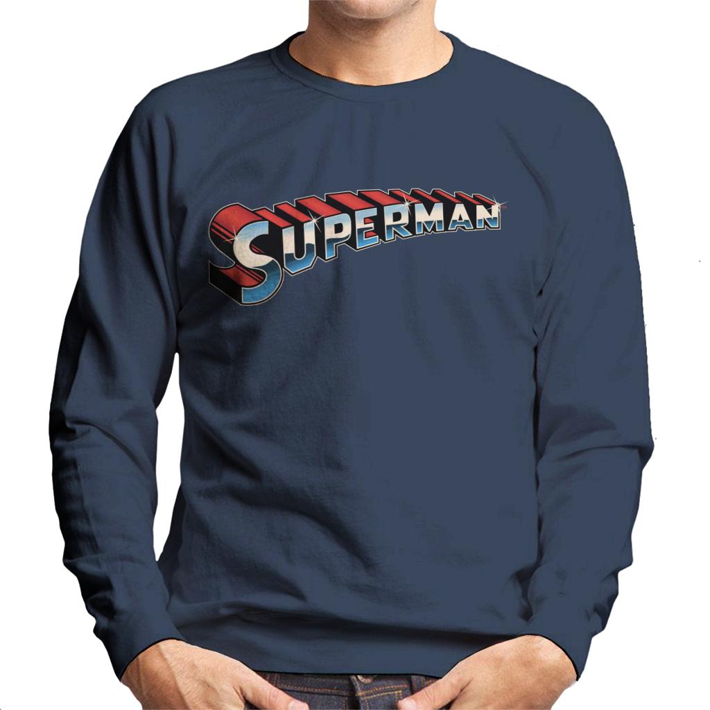 Superman 3D Text Logo Men's Sweatshirt-ALL + EVERY