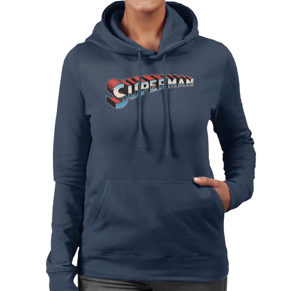 Superman 3D Text Logo Women's Hooded Sweatshirt-ALL + EVERY