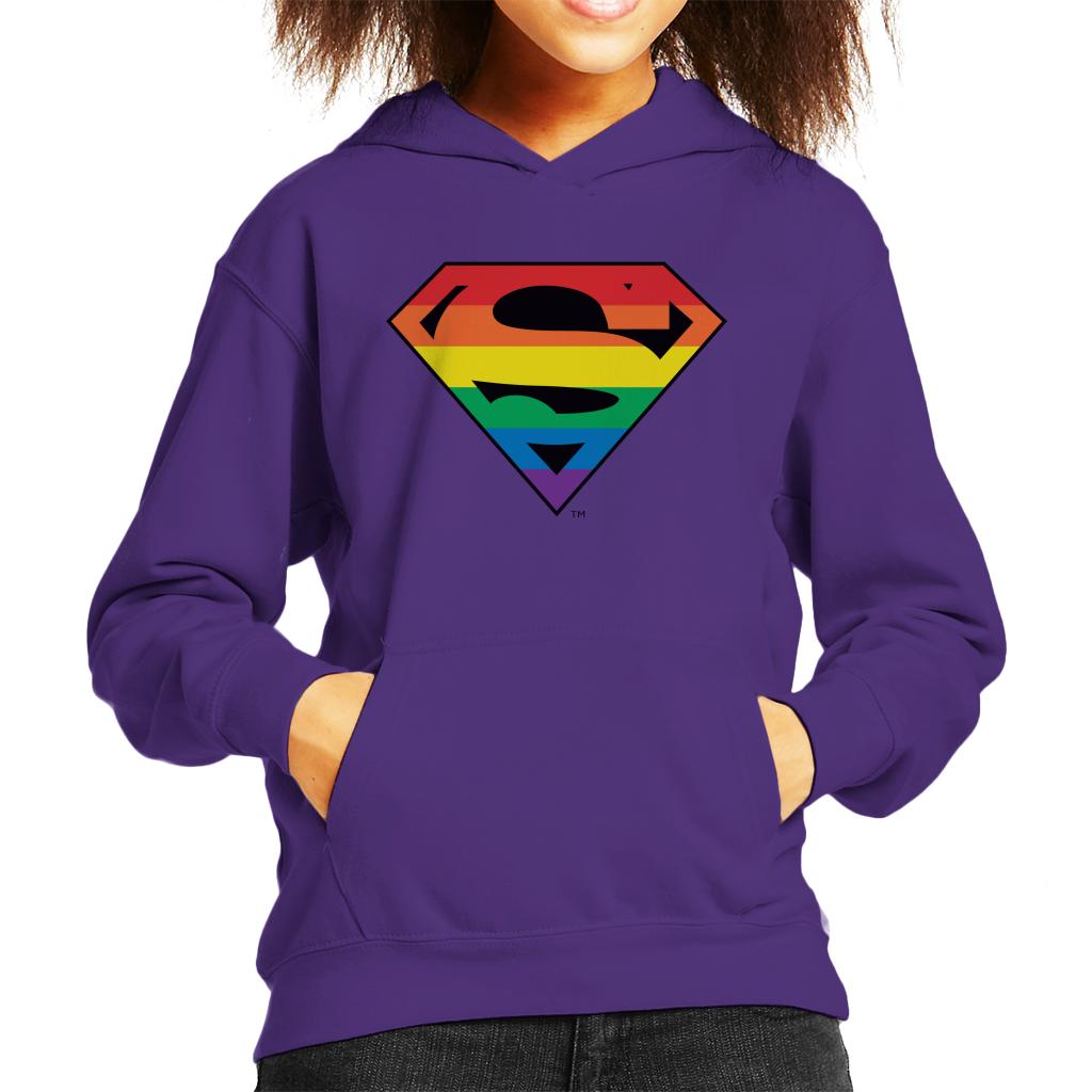 Superman Rainbow Logo Kid's Hooded Sweatshirt-ALL + EVERY