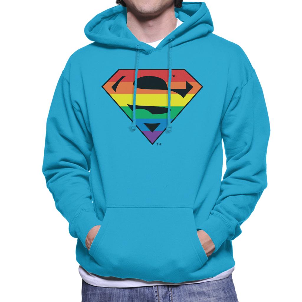 Superman Rainbow Logo Men's Hooded Sweatshirt-ALL + EVERY