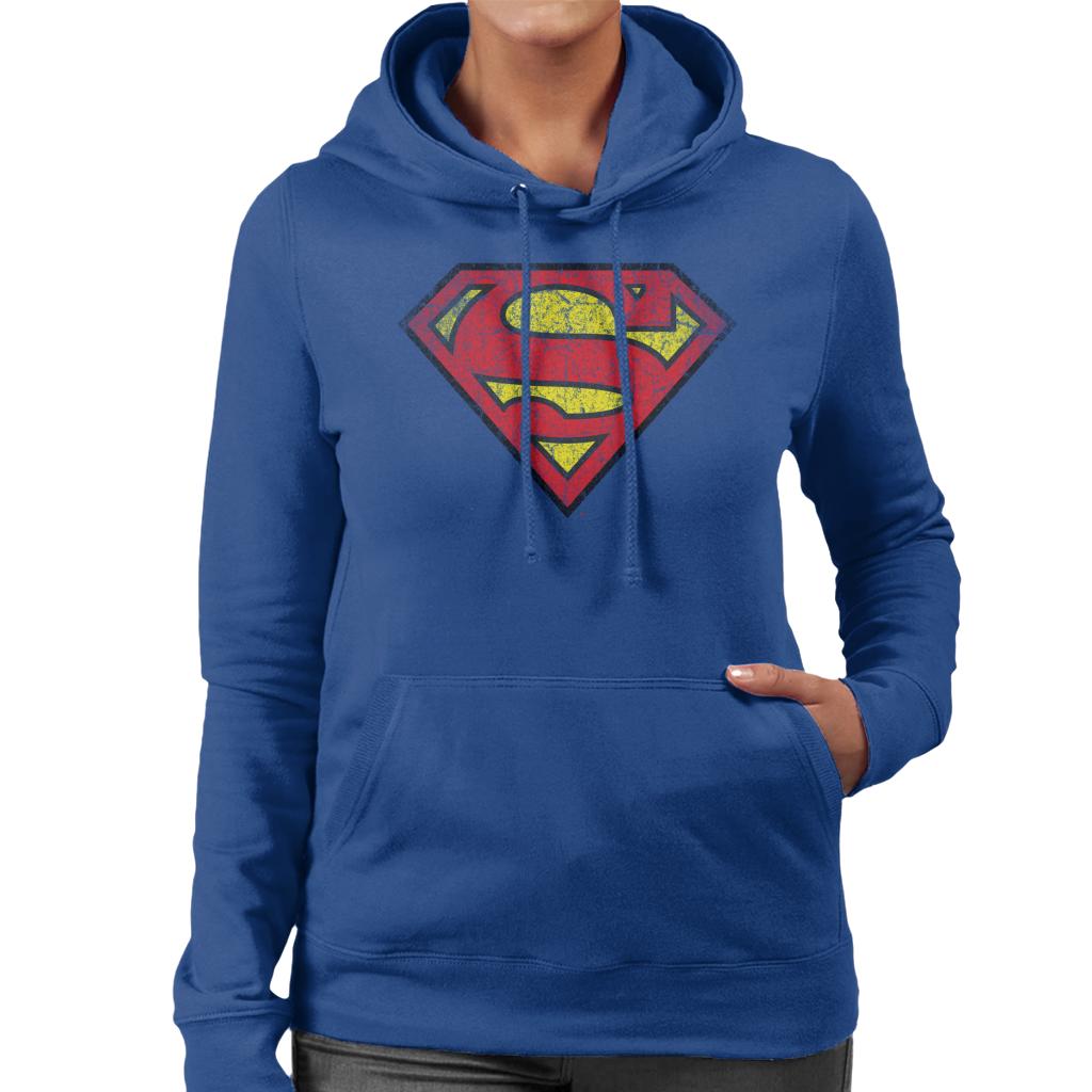 Superman Faded Logo Women's Hooded Sweatshirt-ALL + EVERY