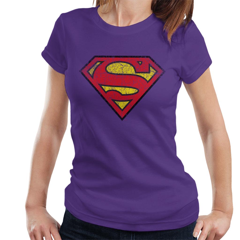 Superman Faded Logo Women's T-Shirt-ALL + EVERY