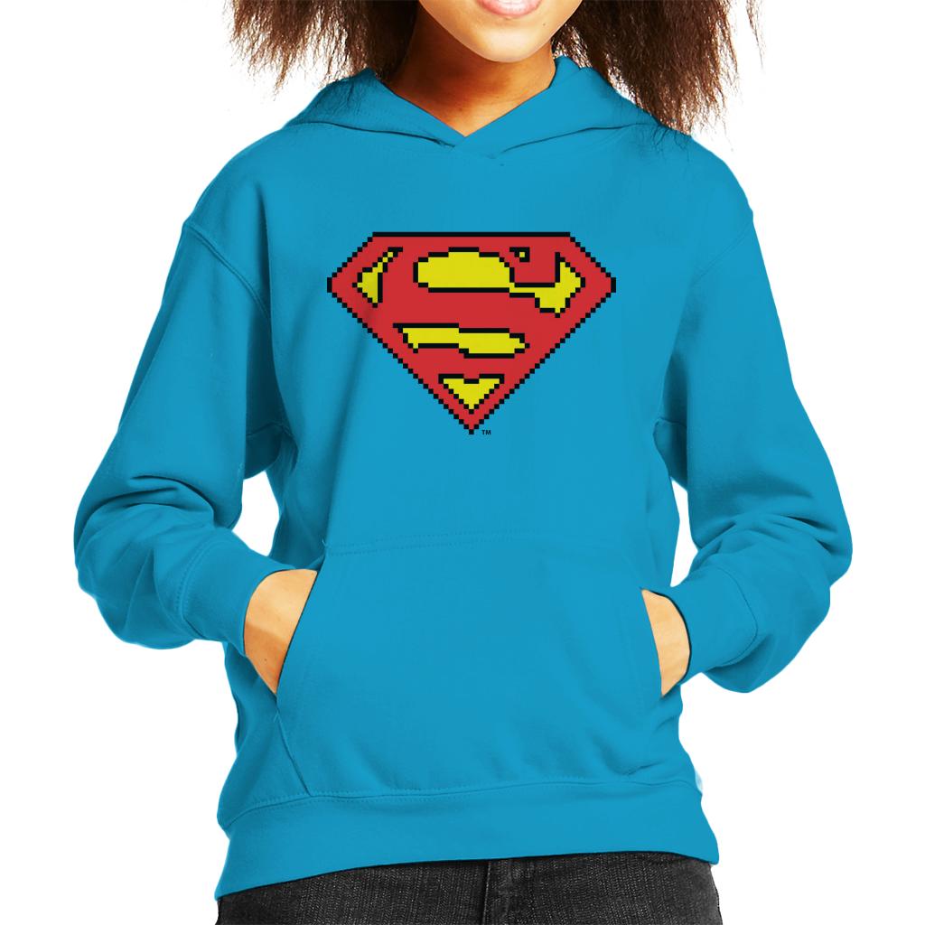 Superman Pixelated Logo Kid's Hooded Sweatshirt-ALL + EVERY