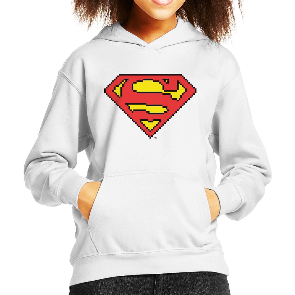 Superman Pixelated Logo Kid's Hooded Sweatshirt-ALL + EVERY