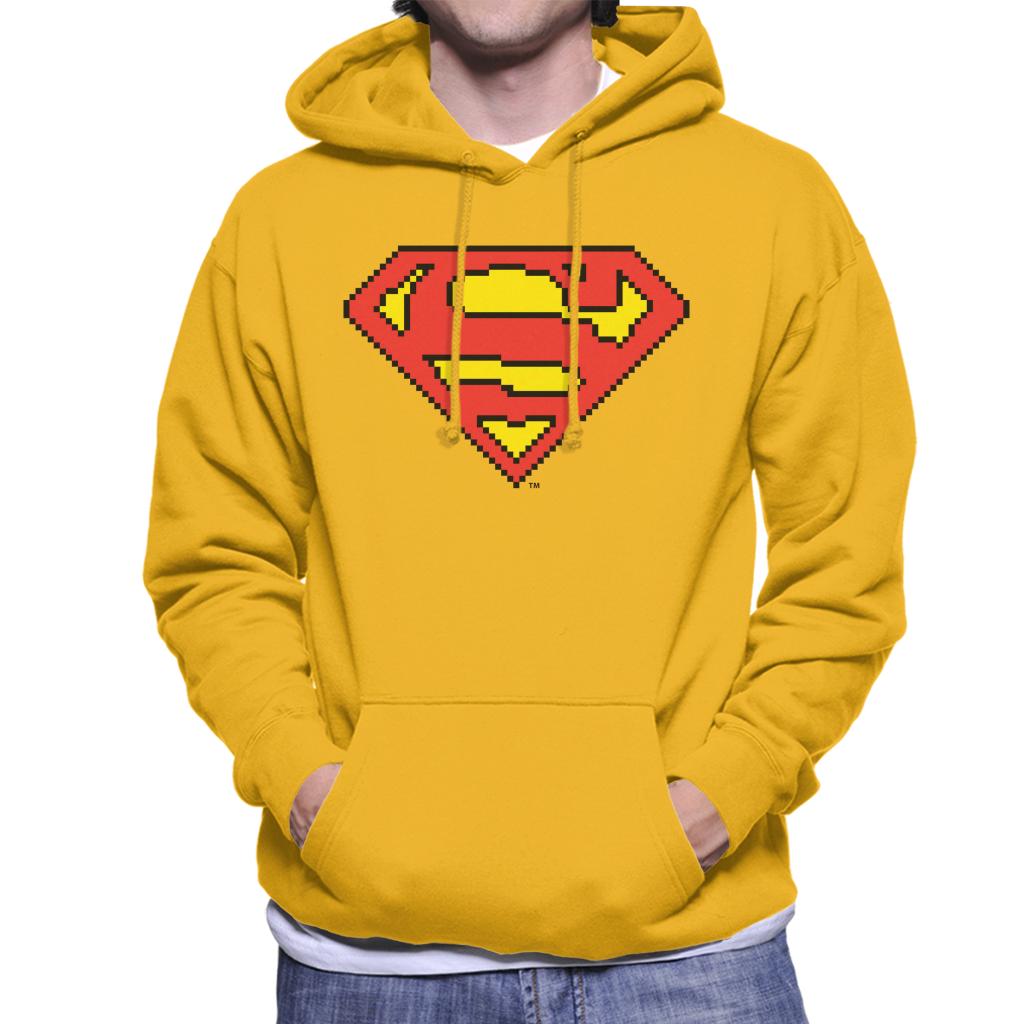 Superman Pixelated Logo Men's Hooded Sweatshirt-ALL + EVERY