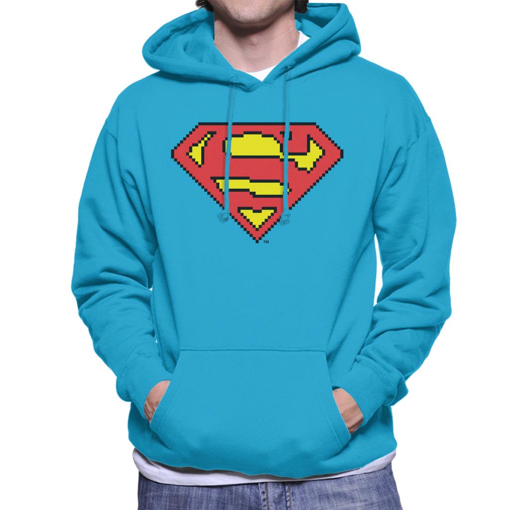 Superman Pixelated Logo Men's Hooded Sweatshirt-ALL + EVERY