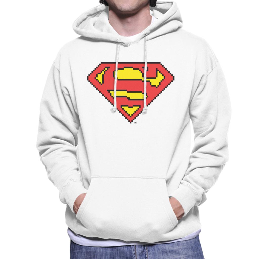 Superman Pixelated Logo Men's Hooded Sweatshirt-ALL + EVERY