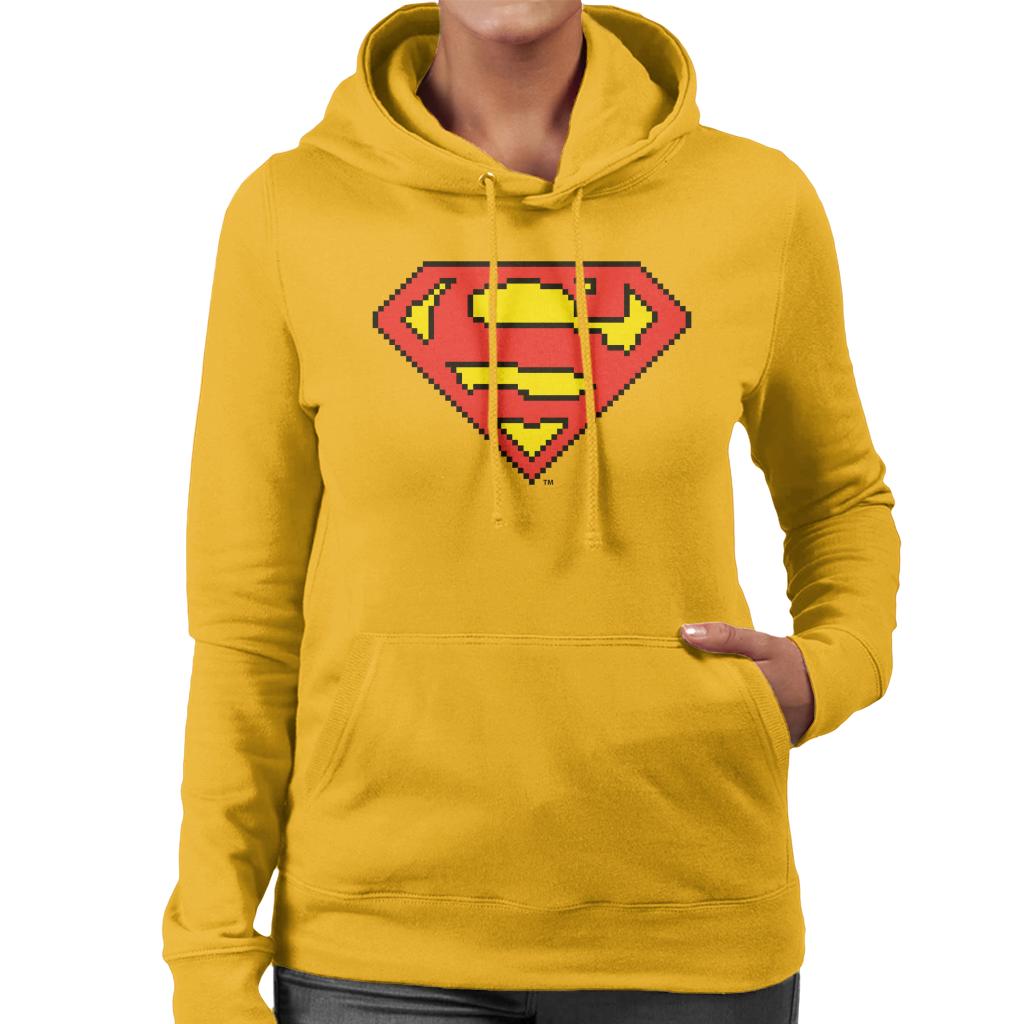Superman Pixelated Logo Women's Hooded Sweatshirt-ALL + EVERY