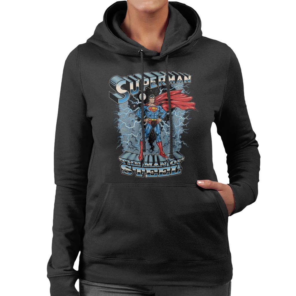 Superman The Man Of Steel Women's Hooded Sweatshirt-ALL + EVERY