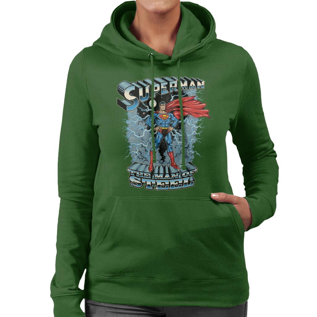 Superman The Man Of Steel Women's Hooded Sweatshirt-ALL + EVERY