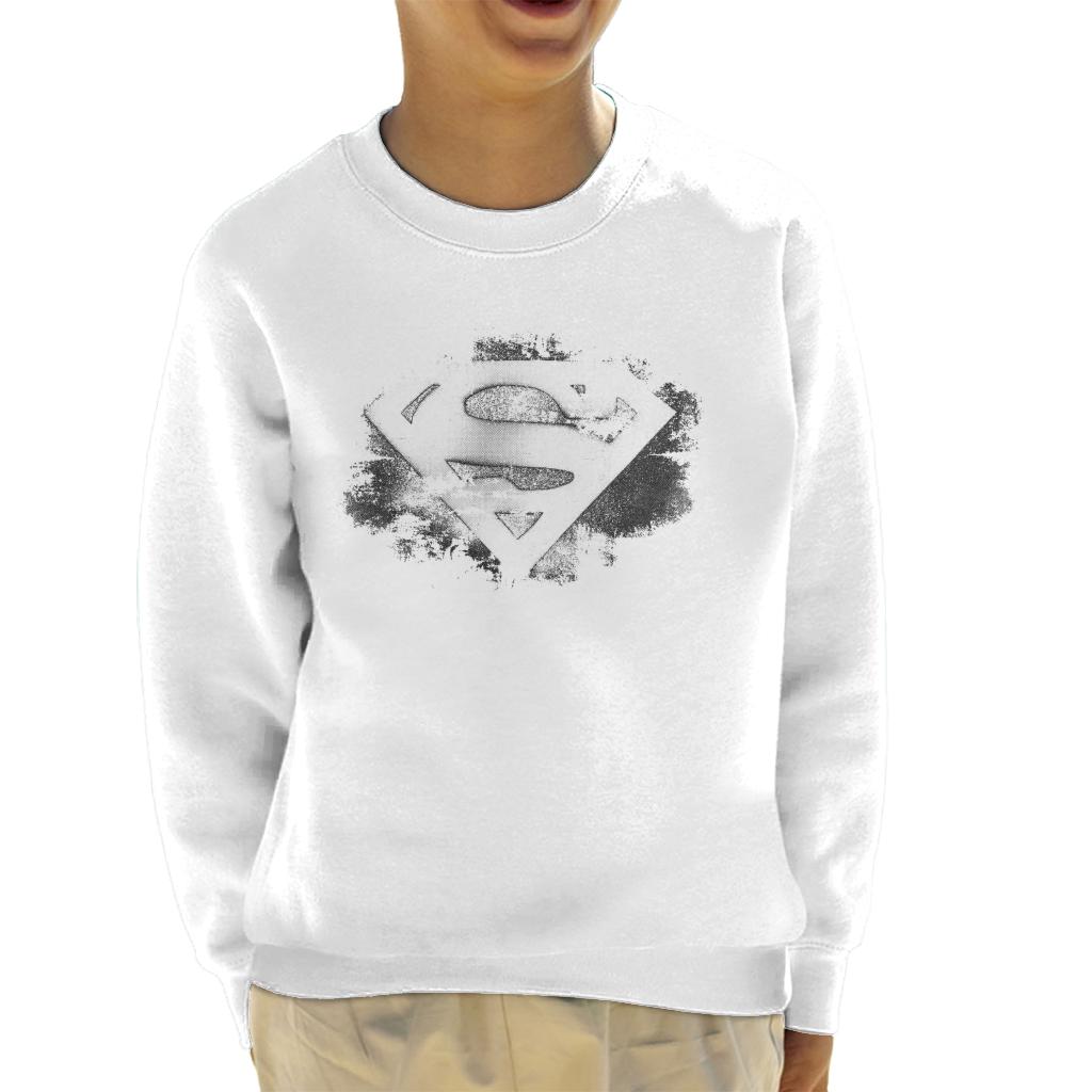 Superman Faded Black And White Logo Kid's Sweatshirt-ALL + EVERY