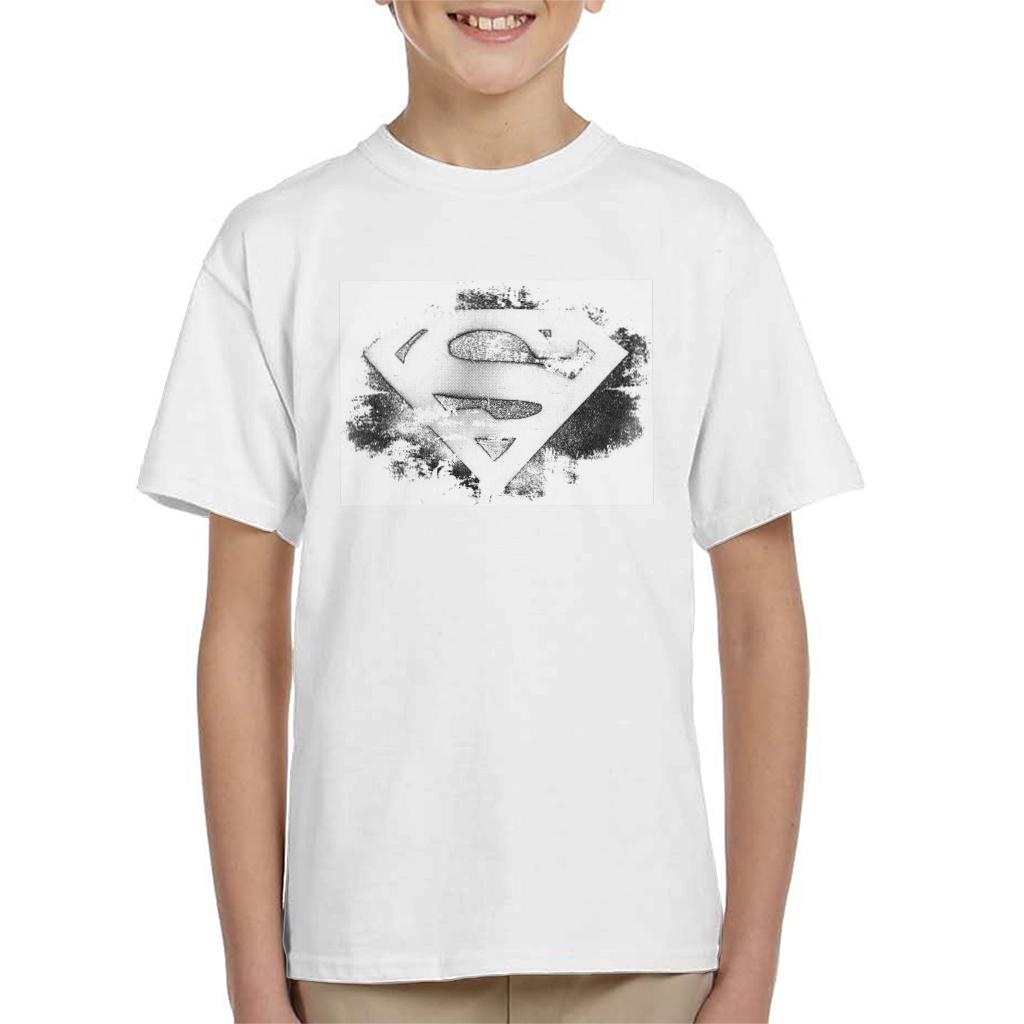 Superman Faded Black And White Logo Kid's T-Shirt-ALL + EVERY