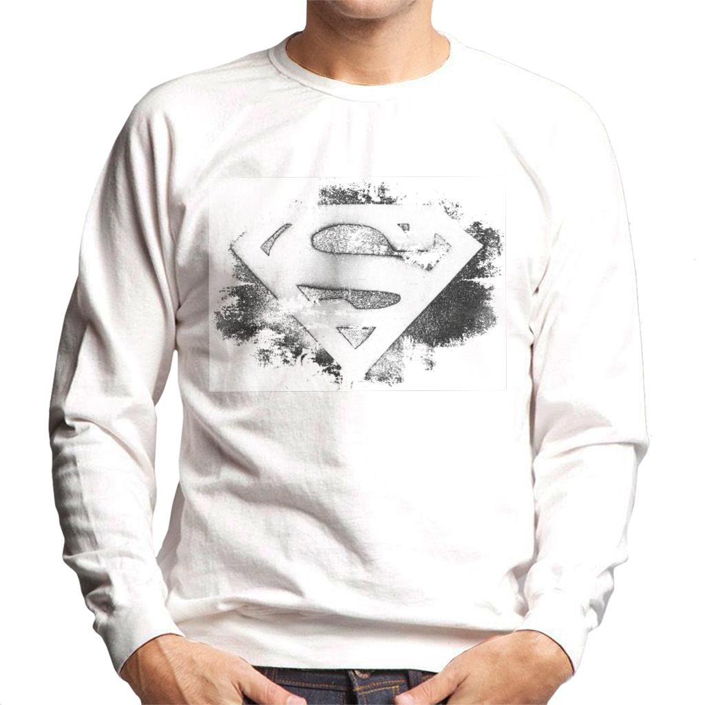 Superman Faded Black And White Logo Men's Sweatshirt-ALL + EVERY