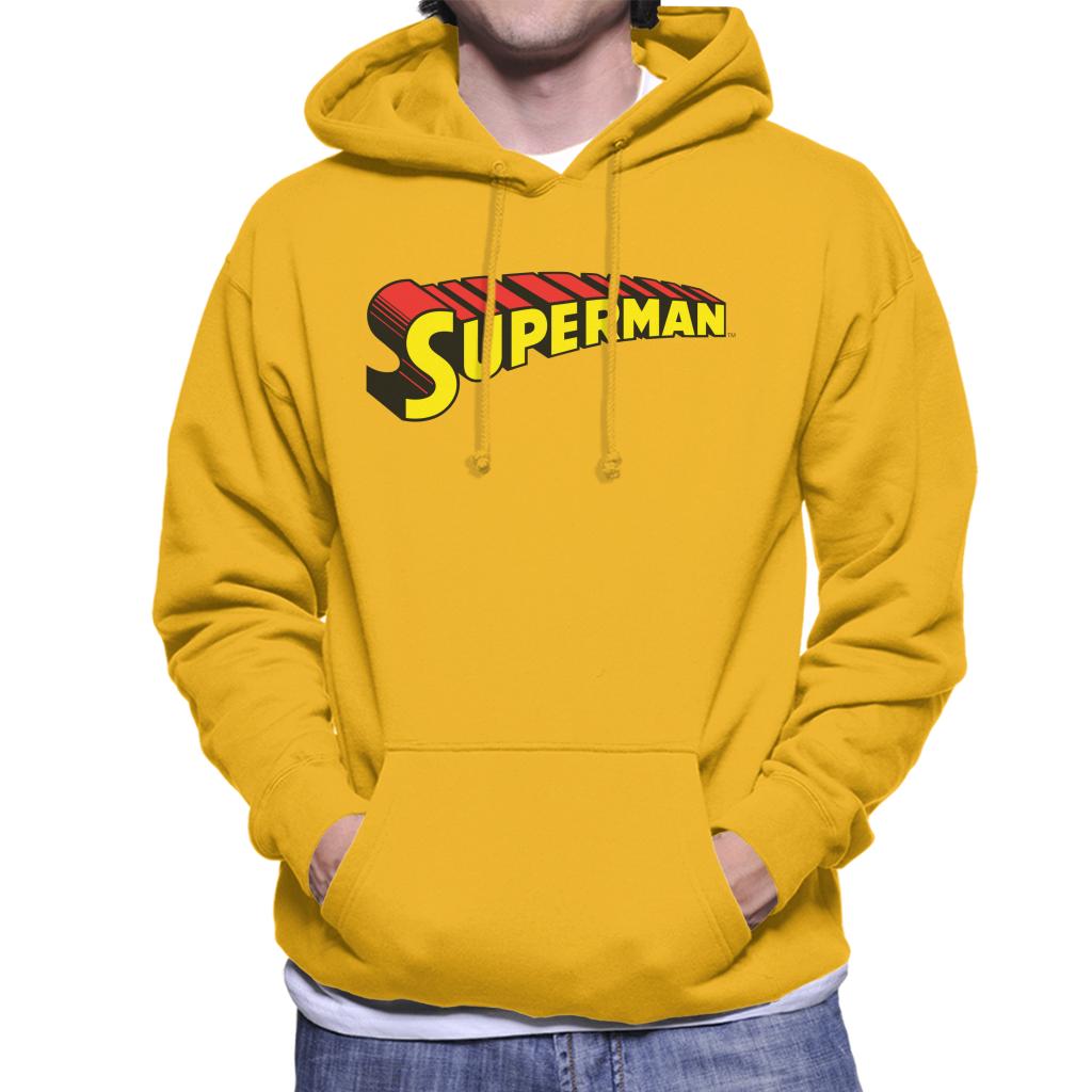 Superman 3 Dimensional Yellow Logo Men's Hooded Sweatshirt-ALL + EVERY