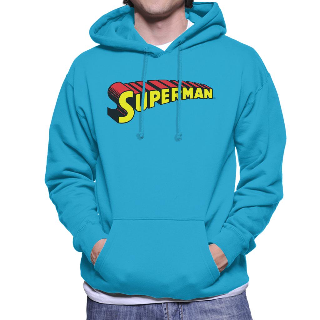 Superman 3 Dimensional Yellow Logo Men's Hooded Sweatshirt-ALL + EVERY