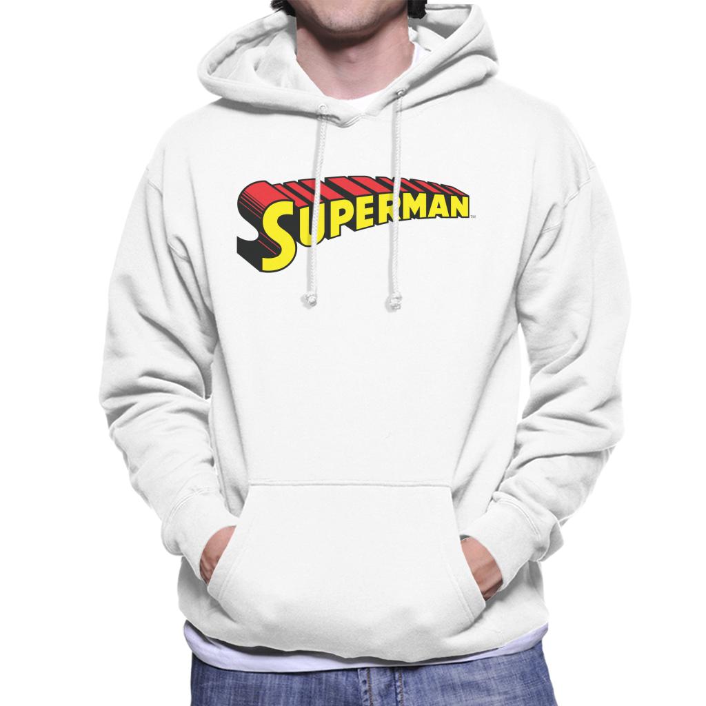 Superman 3 Dimensional Yellow Logo Men's Hooded Sweatshirt-ALL + EVERY