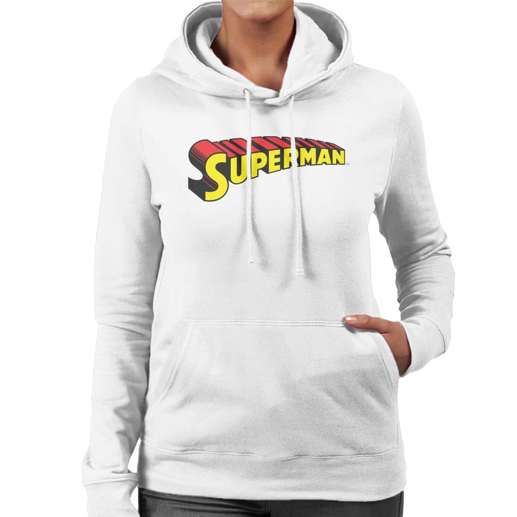 Superman 3 Dimensional Yellow Logo Women's Hooded Sweatshirt-ALL + EVERY