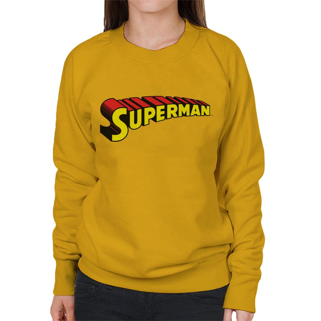 Superman 3 Dimensional Yellow Logo Women's Sweatshirt-ALL + EVERY