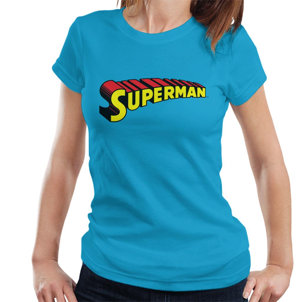 Superman 3 Dimensional Yellow Logo Women's T-Shirt-ALL + EVERY