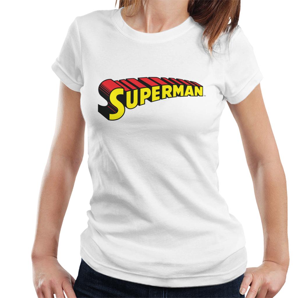 Superman 3 Dimensional Yellow Logo Women's T-Shirt-ALL + EVERY