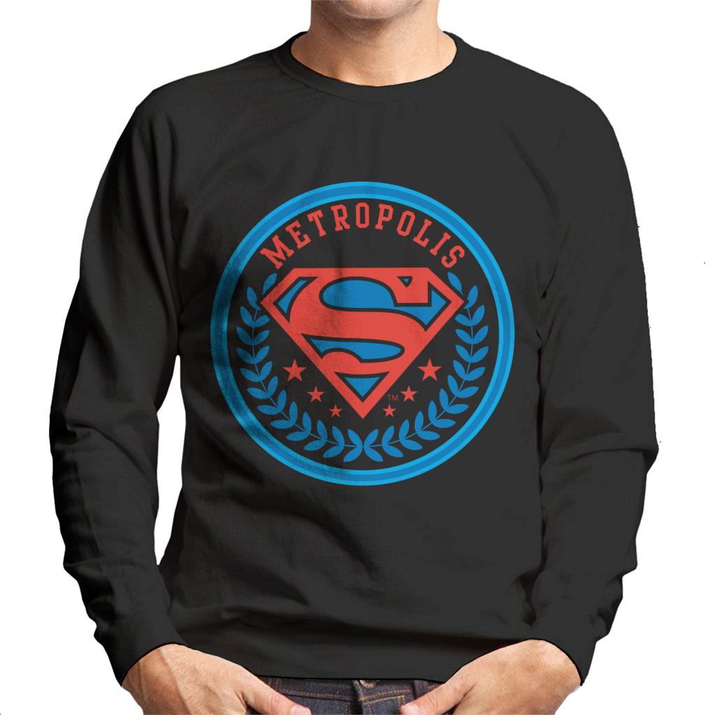 Superman Comic Metropolis Logo Men's Sweatshirt-ALL + EVERY