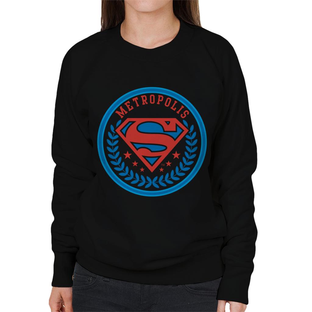 Superman Comic Metropolis Logo Women's Sweatshirt-ALL + EVERY