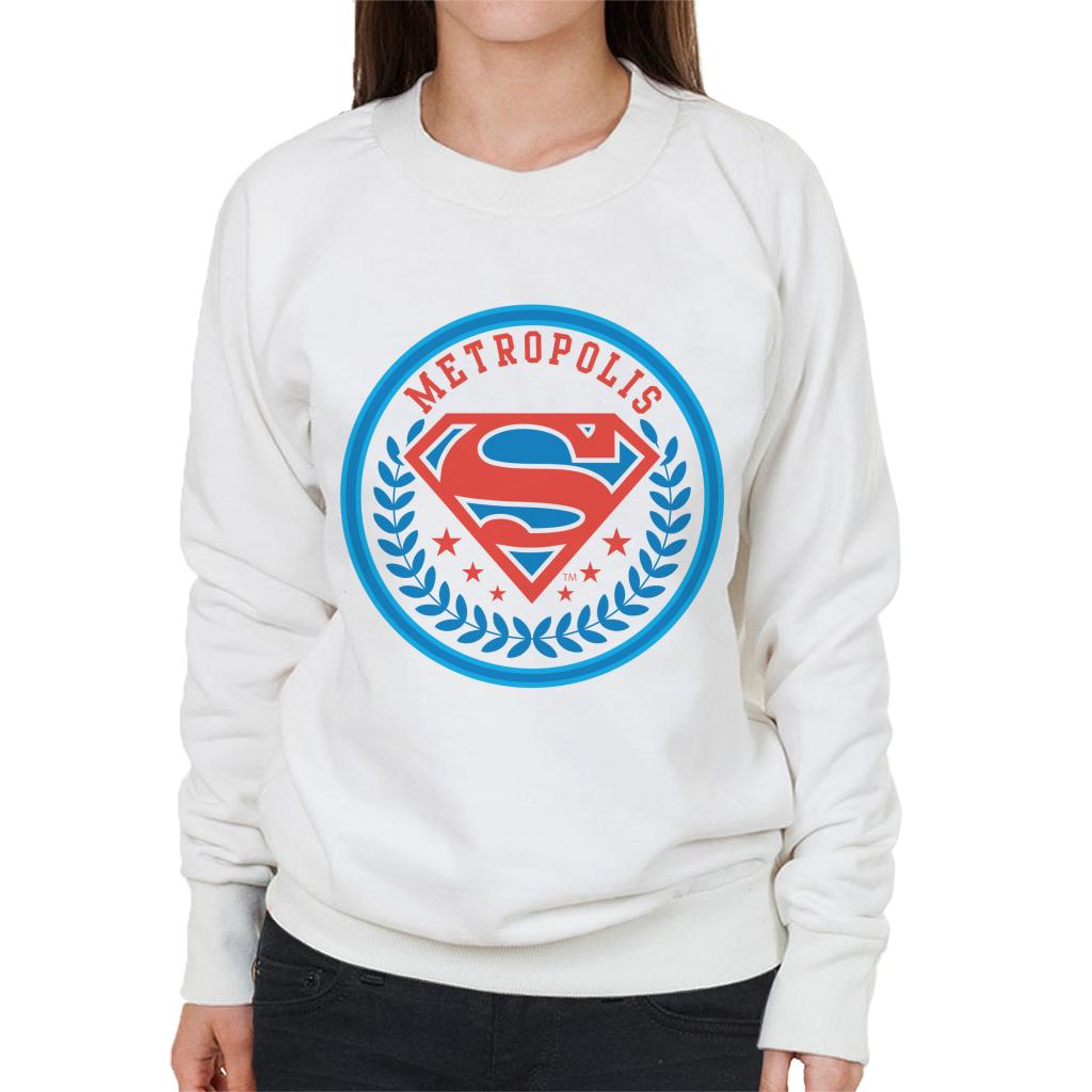 Superman Comic Metropolis Logo Women's Sweatshirt-ALL + EVERY