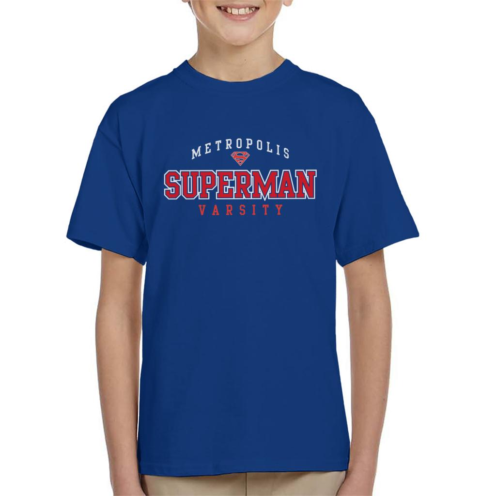 Superman Metropolis Varsity Logo Kid's T-Shirt-ALL + EVERY