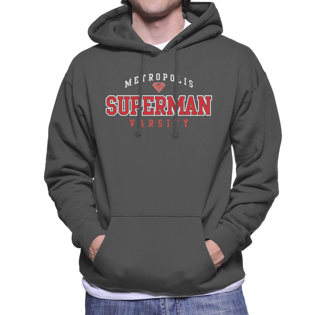 Superman Metropolis Varsity Logo Men's Hooded Sweatshirt-ALL + EVERY